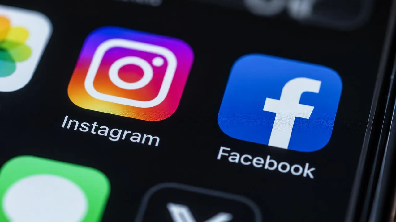 Instagram- och Facebook-appar på en telefon